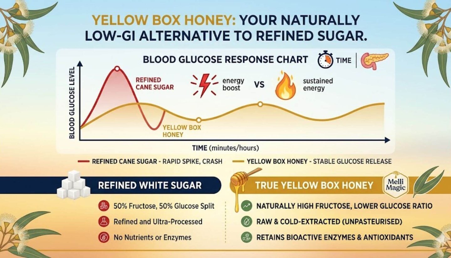 sugar yellow box honey GI comparison infogram