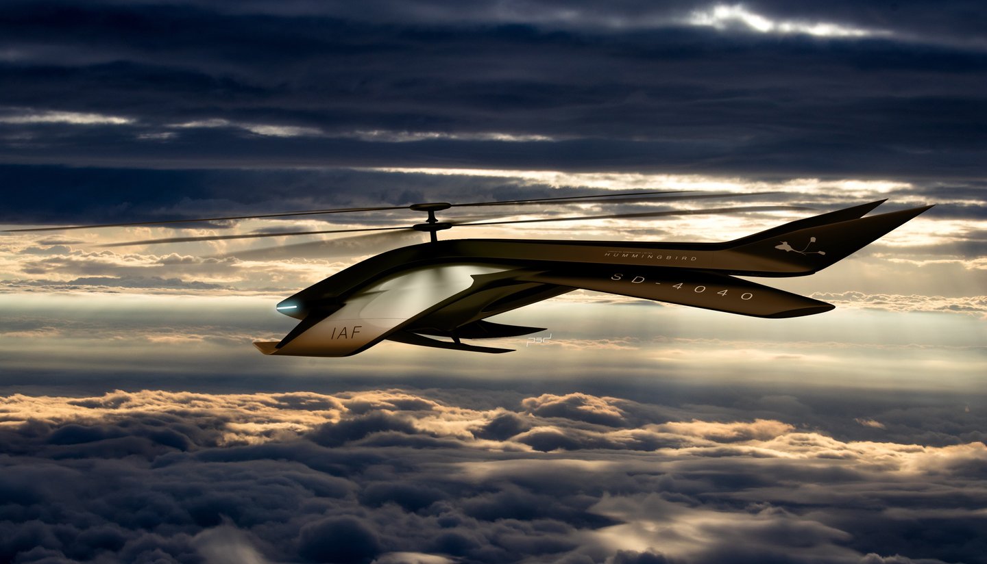futuristic helicopter drone concept inspired by hummingbird, biomimicry, aviation design, VTOL