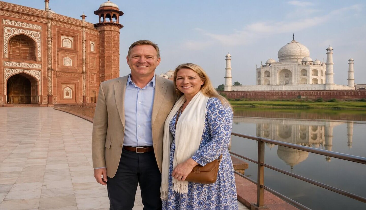 American Tourists at The Taj Mahal, India