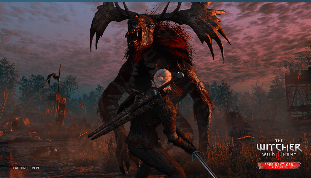 image of geralt fighting a  boss monster in witcher 3
