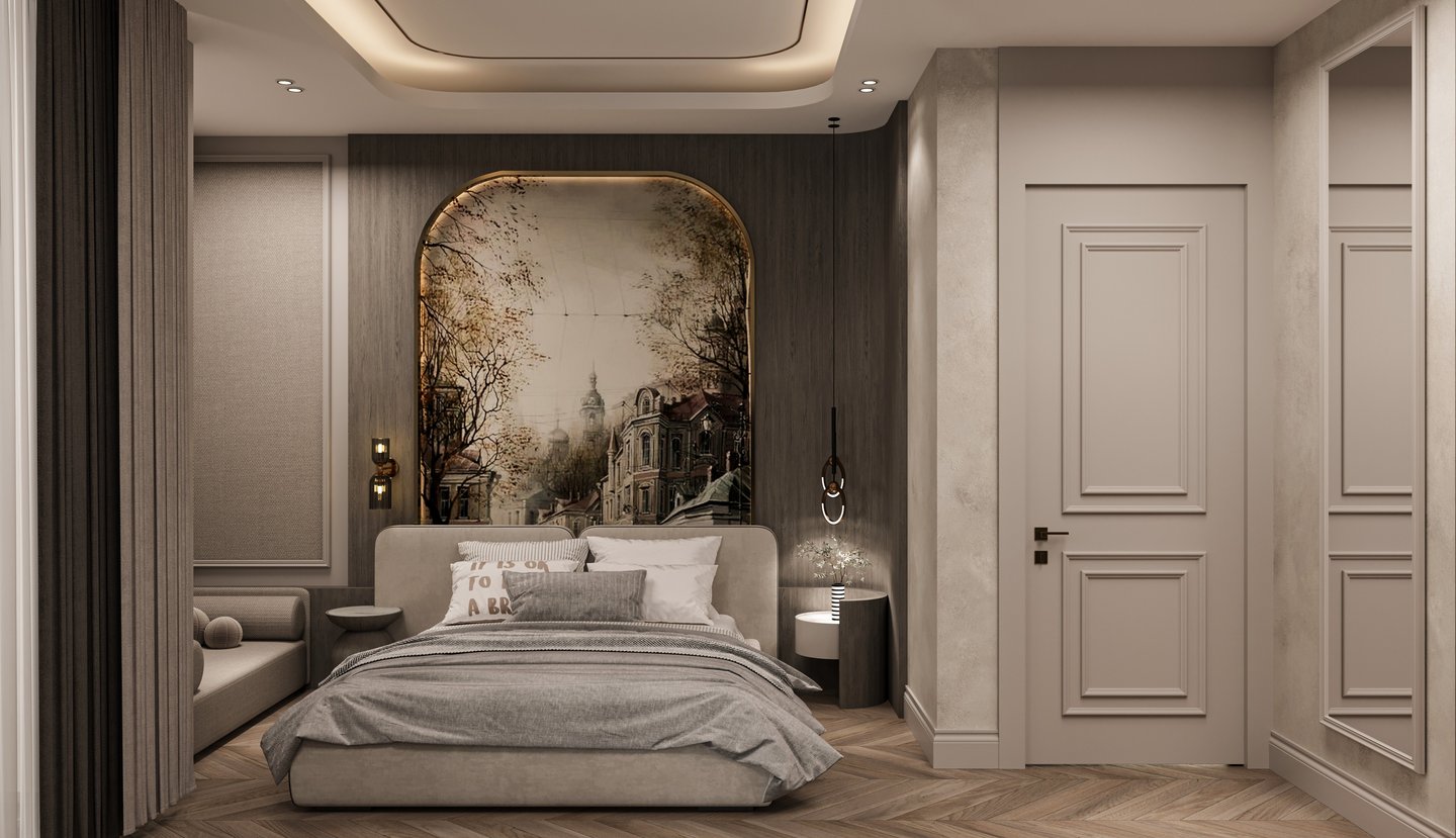 Antalya Villa E genç kız yatak odası i. mimari tasarımı