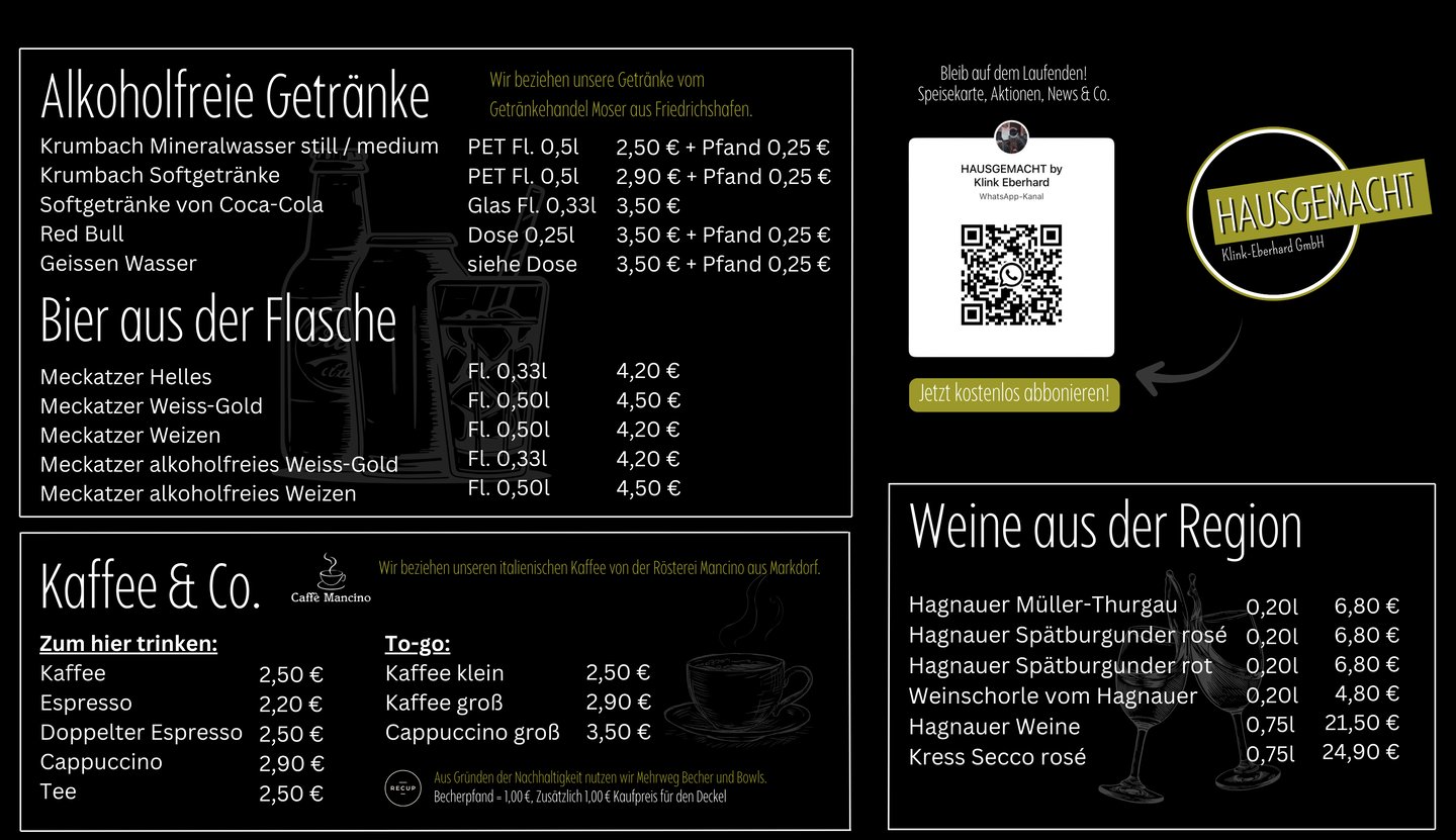 Getränkeauswahl hausgemacht by Klink-Eberhard.de