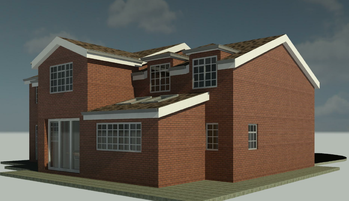 3D digital image of a kitchen extension for a fully detached property