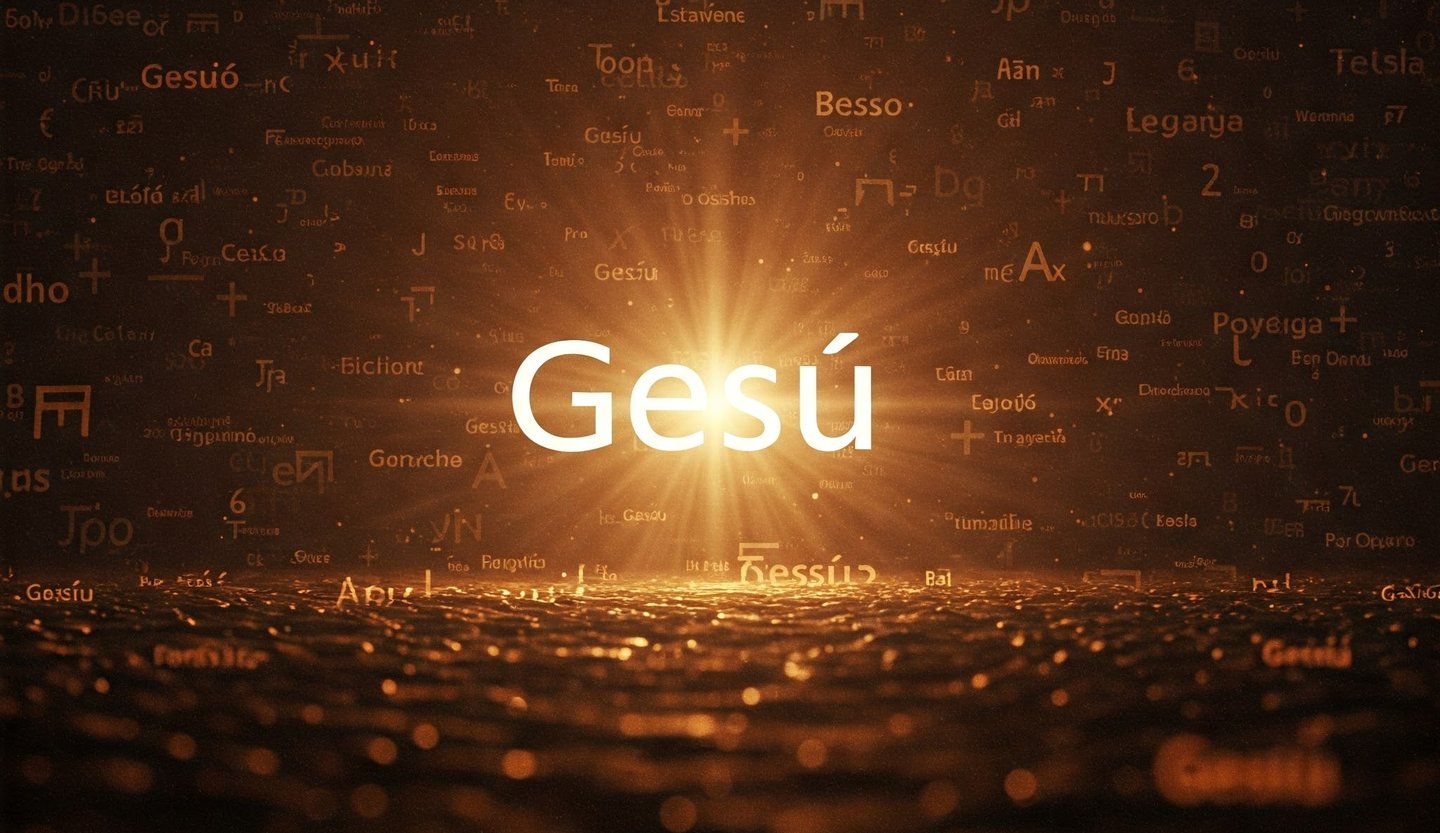 Il nome Gesú con una luce che brilla su di esso