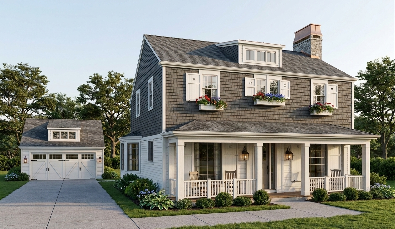Coastal New England / Nantucket-style Colonial designed by Copper Quoin Architecture & Design