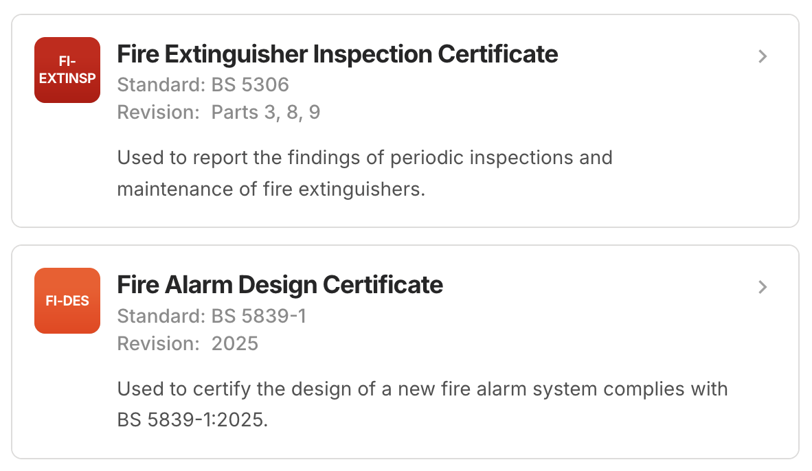 Commercial Fire Alarm Design Certificate and Fire extinguisher Inspection certificate Preview