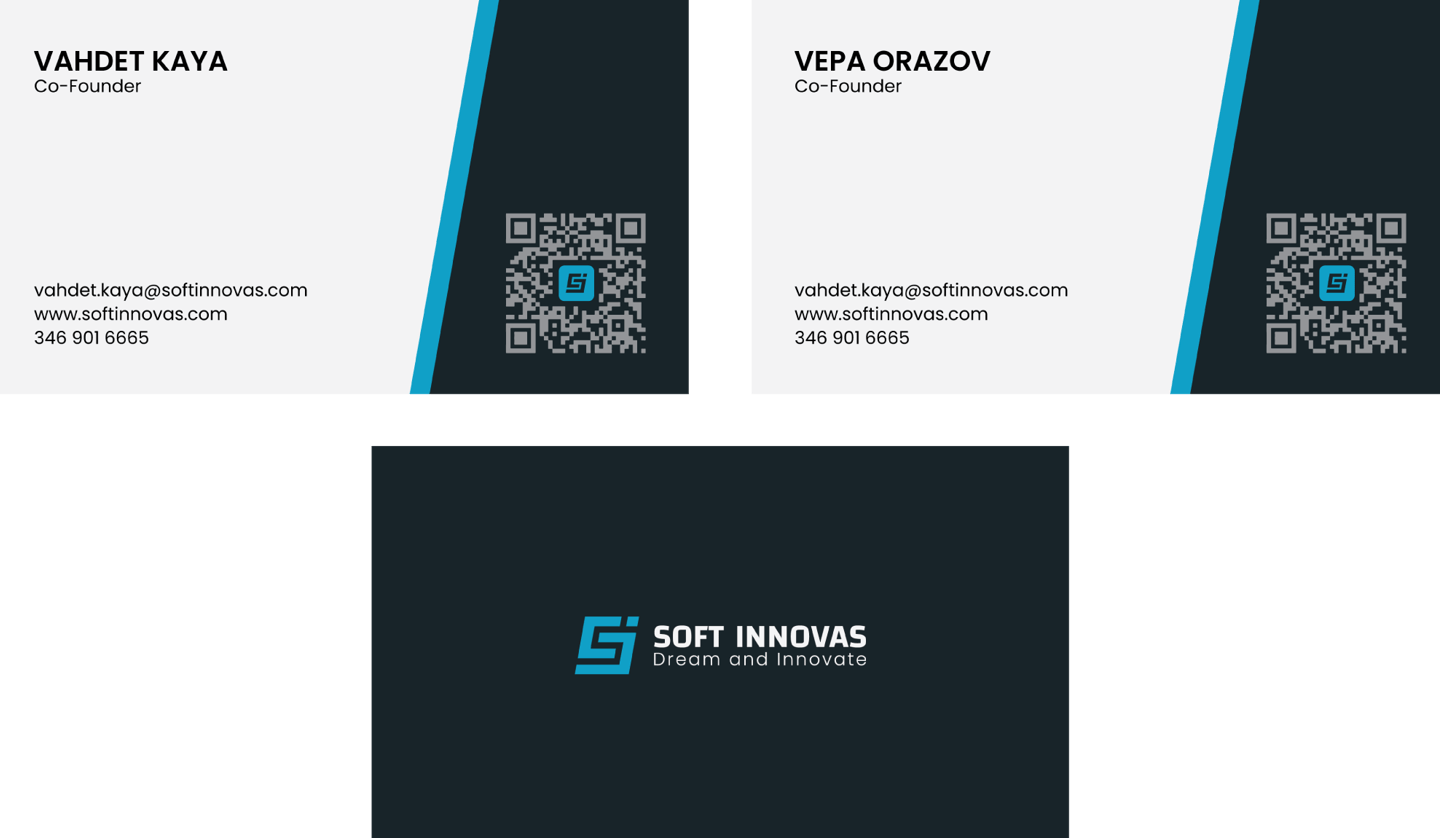 a business card with a qr code on it