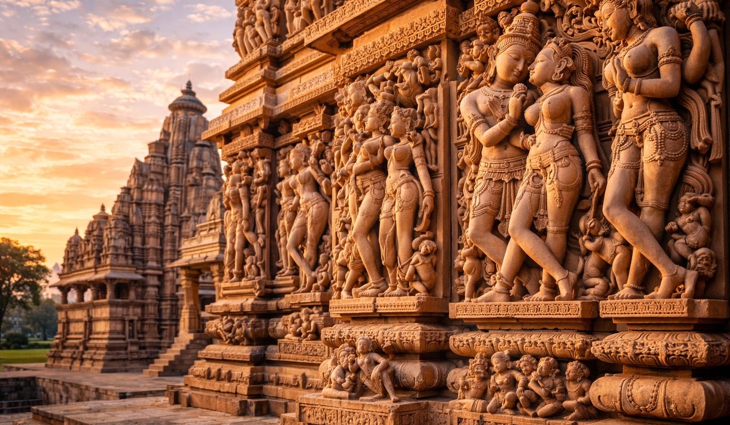 Khajuraho stone sculptures