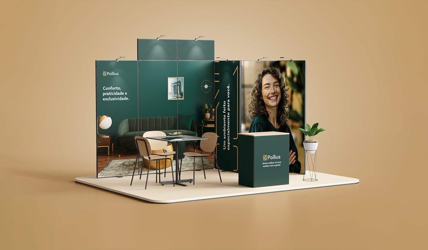 a display of a booth booth with a table and chairs