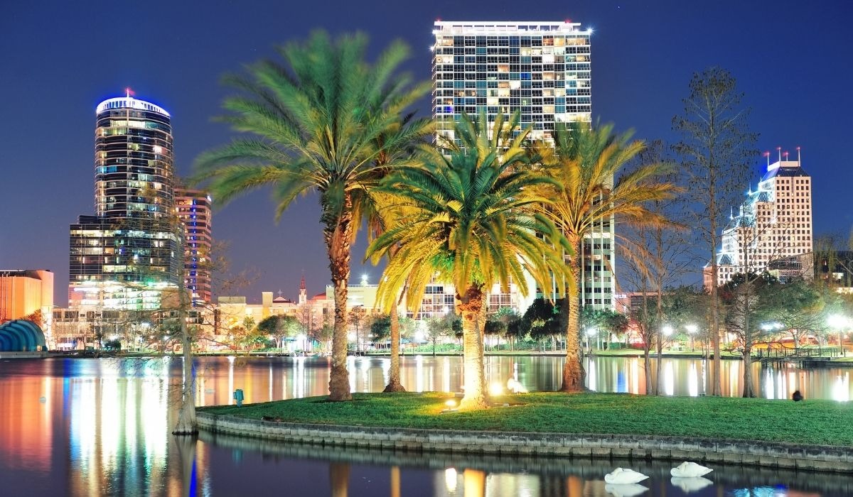 downtown orlando lights at night