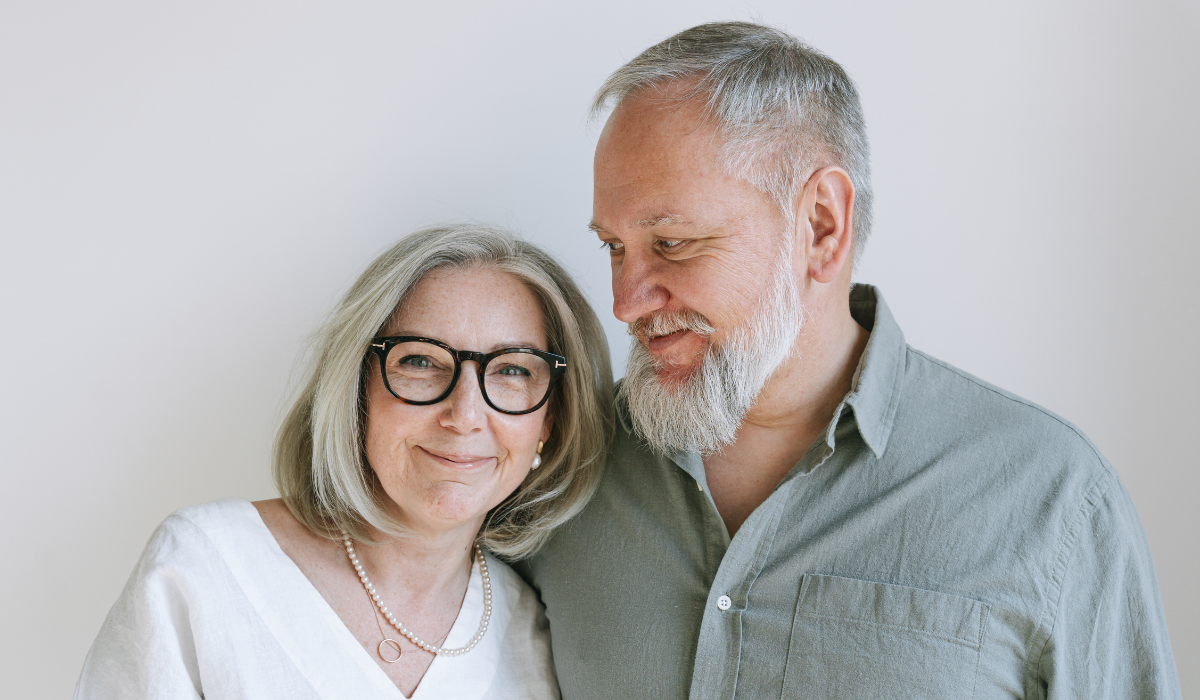middle age couple smiling together