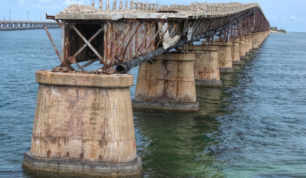 old henry flagler railroad bridge over water