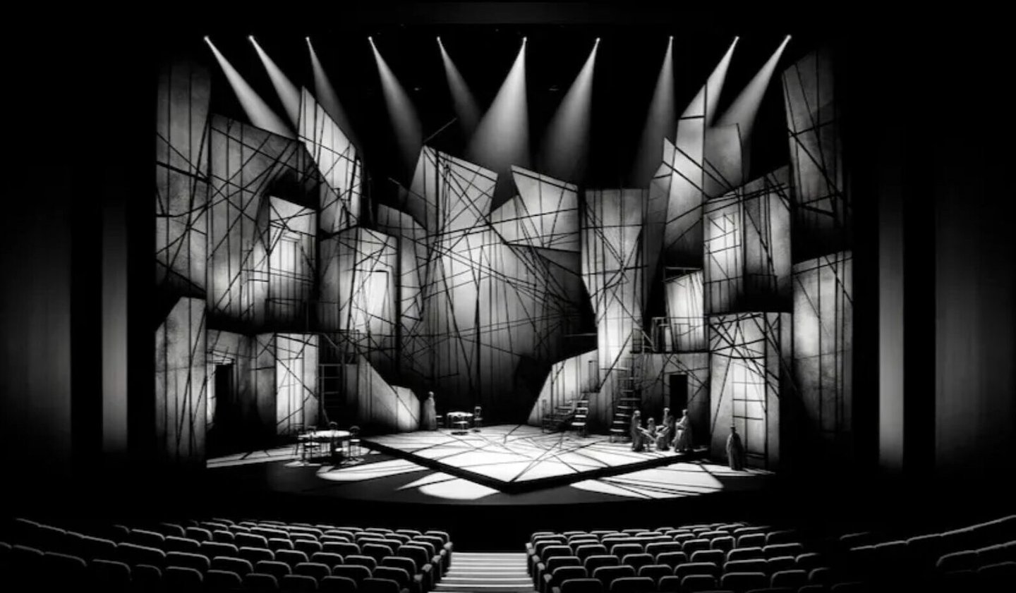 Stage Lighting and visuals with spot lights and video projection mapping