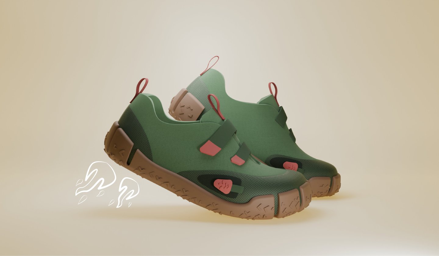 Grüner mitwachsender Kinderschuh von Sizeless in drei Schritten – loslaufen für jedes Abenteuer