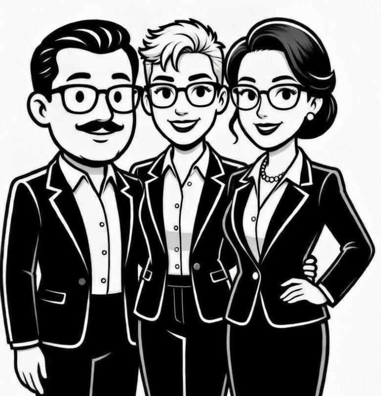 3 cartoons with 3 different genders