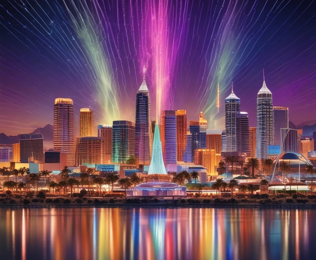 a cityscape of a city with a tower in the background