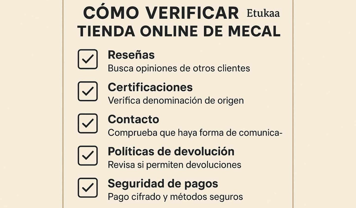 Checklist para verificar tiendas digitales de mezcal auténtico