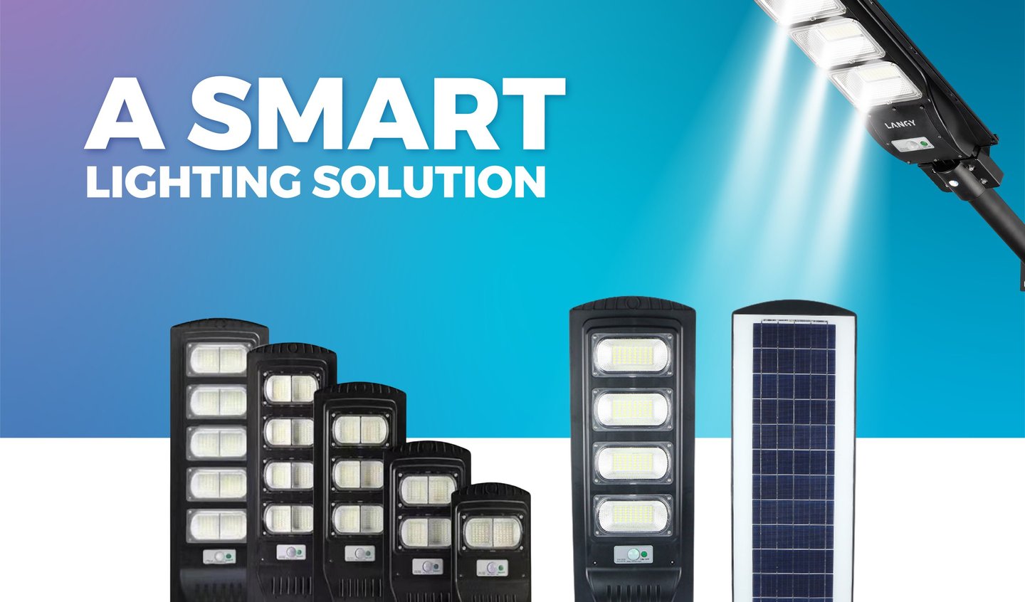 a solar powered street light with a smart lighting