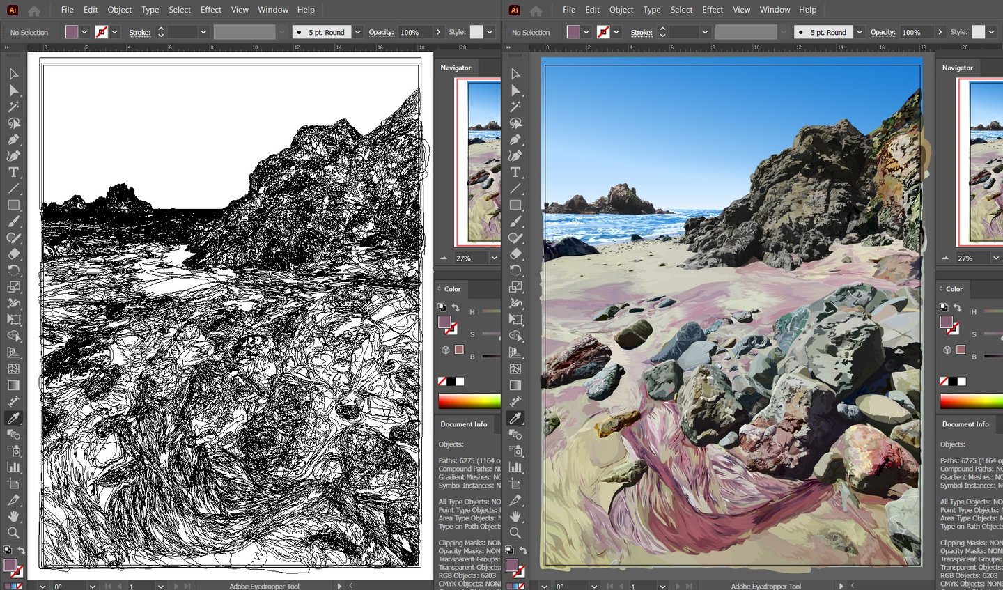 PURPLE SANDS OF TIME – Pfeiffer Beach Art (vector hyperrealism outline)