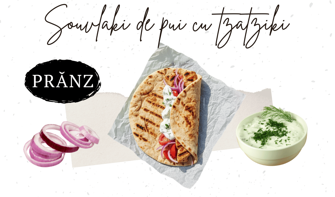 Souvlaki de pui cu tzatziki