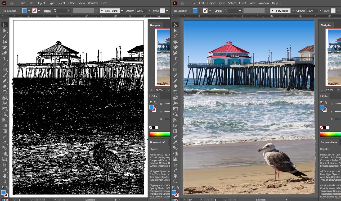 huntington beach pier illustration (vector hyperrealism - wip)