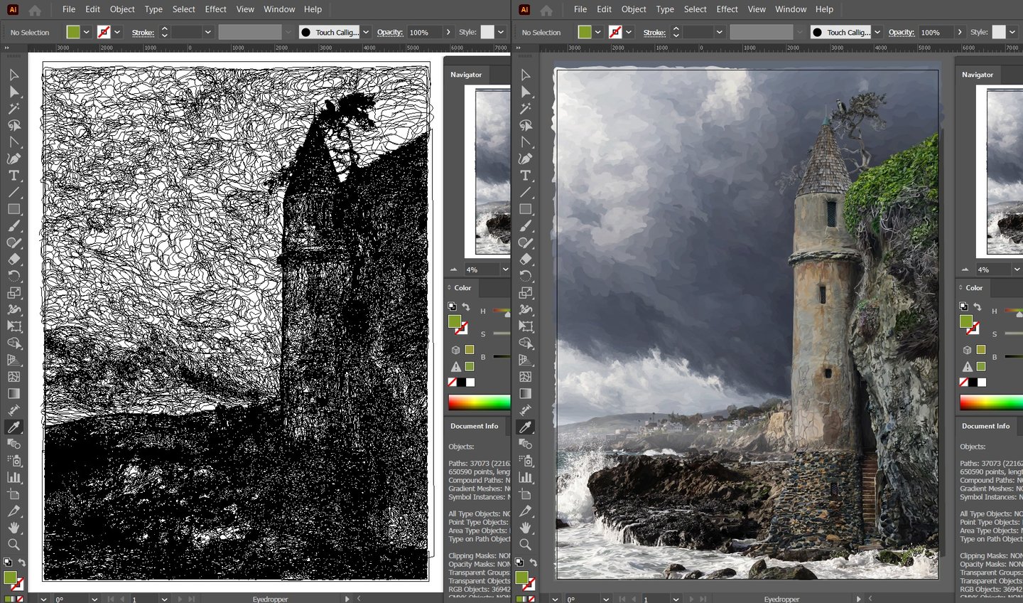 Laguna Beach Pirate Tower art (vector hyperrealism)