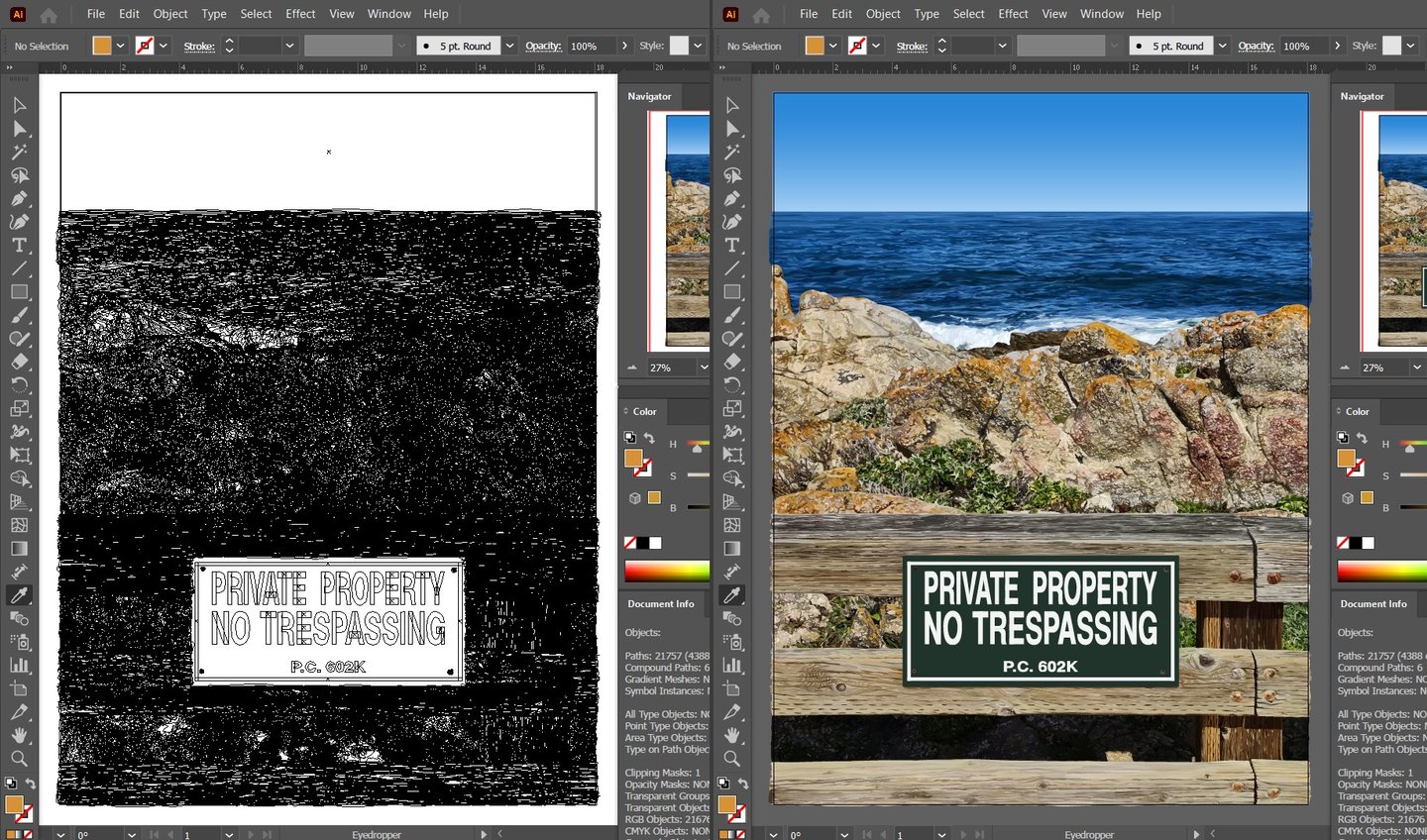 PRIVATE TRESPASSING – Pebble Beach Art (vector hyperrealism)