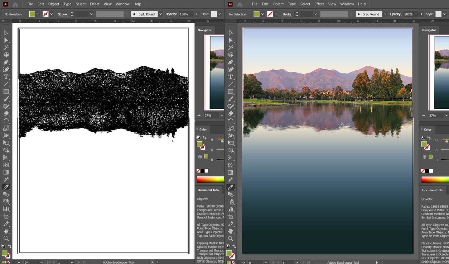 SANTA TRANQUILITY – Rancho Santa Margarita Lake Art (vector hyperrealism linework)