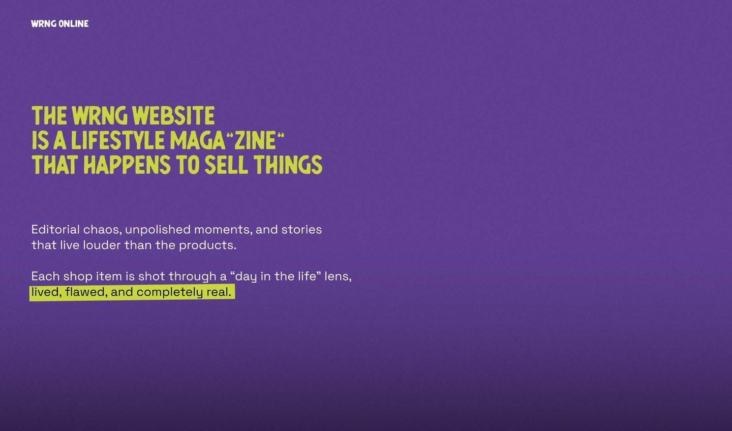 A purple block with text explaining the WRNG online setup