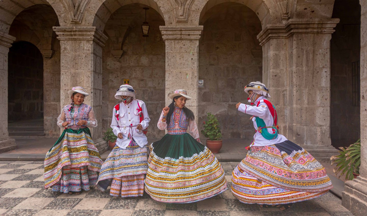 This image depicts the traditional Wititi dance being performed in the Colca Valley region of Arequipa, Peru.