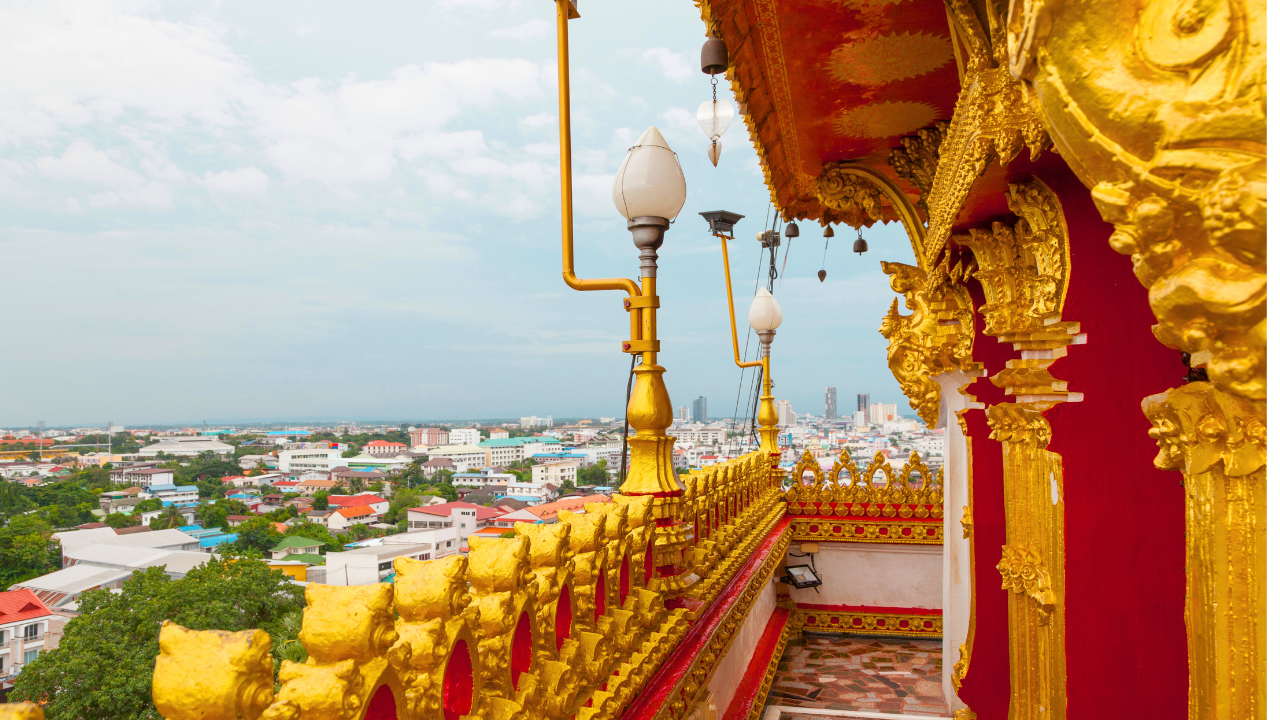 City view of Khon Kaen, Thailand,  from hilltop temple.