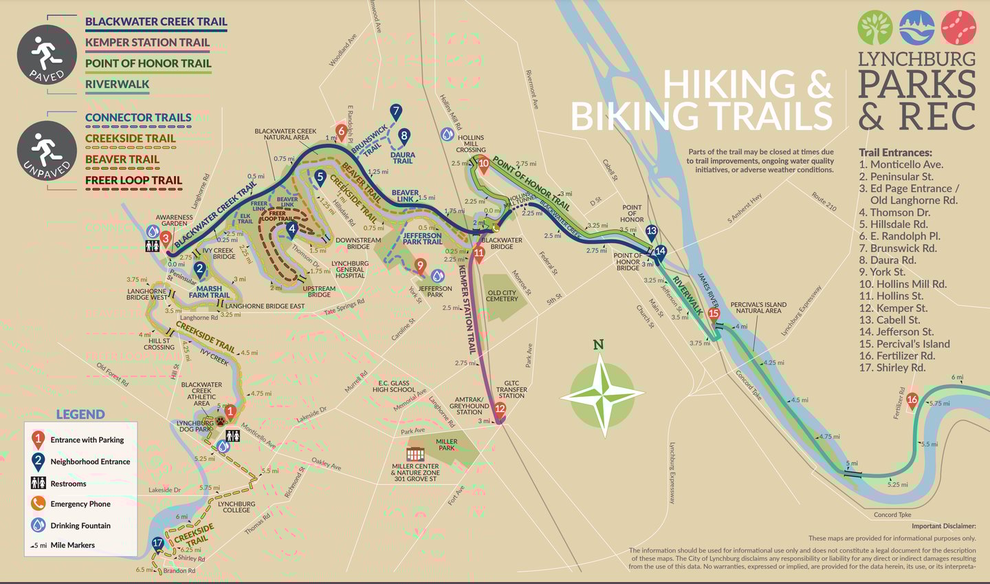 map of blackwater creek trail lynchburg va