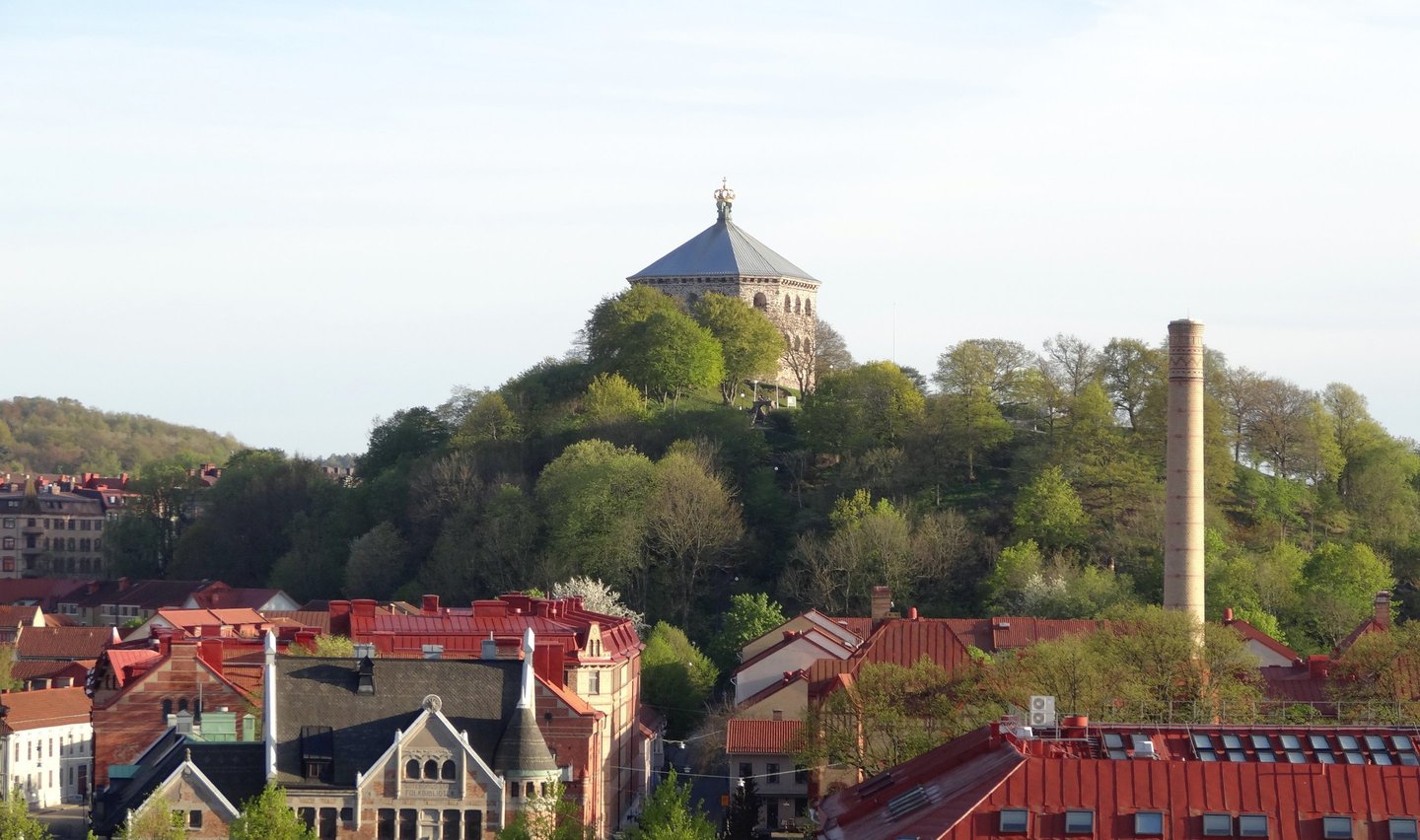 The fort Skansen Kronan in Gothenburg towering over the old historic neigherhood of Haga. 