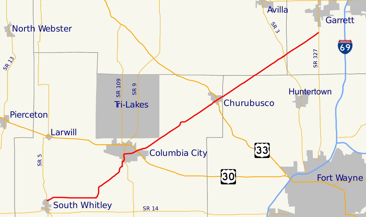 in-205 road route SR 205 dans l'état de l'indiana aux état unis