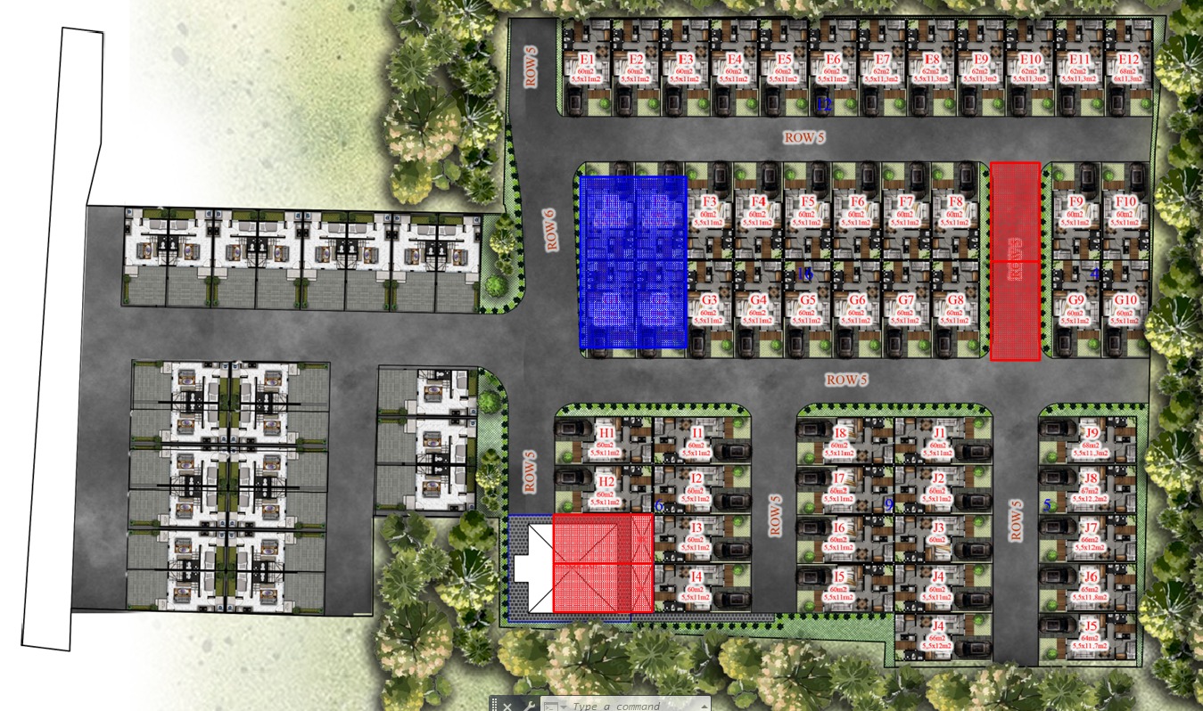 a map of a building with a red and blue floor plan