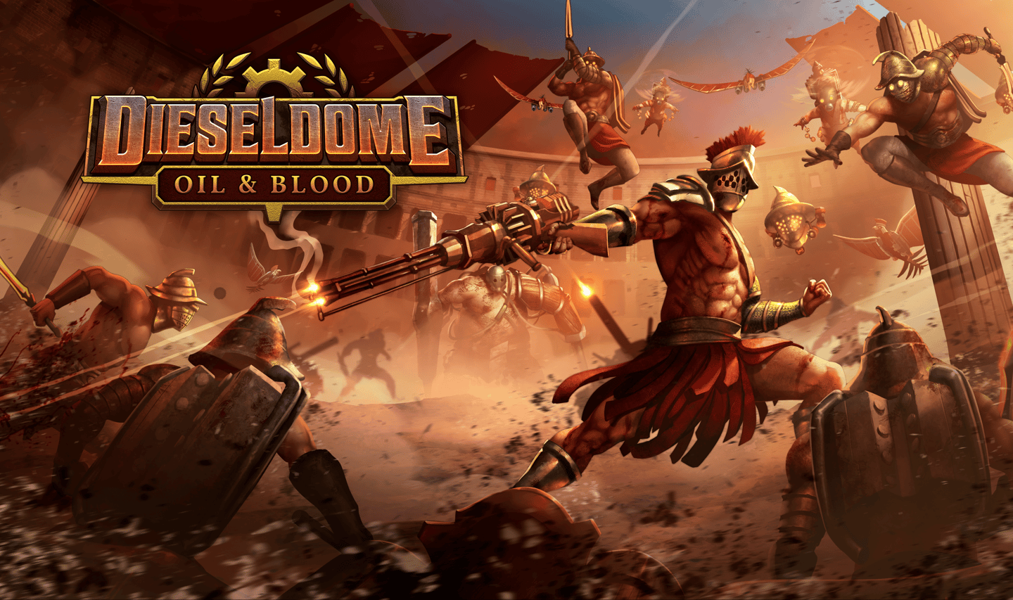 DIESELDOME keyart - a boomer shooter meets survivors-like indie game