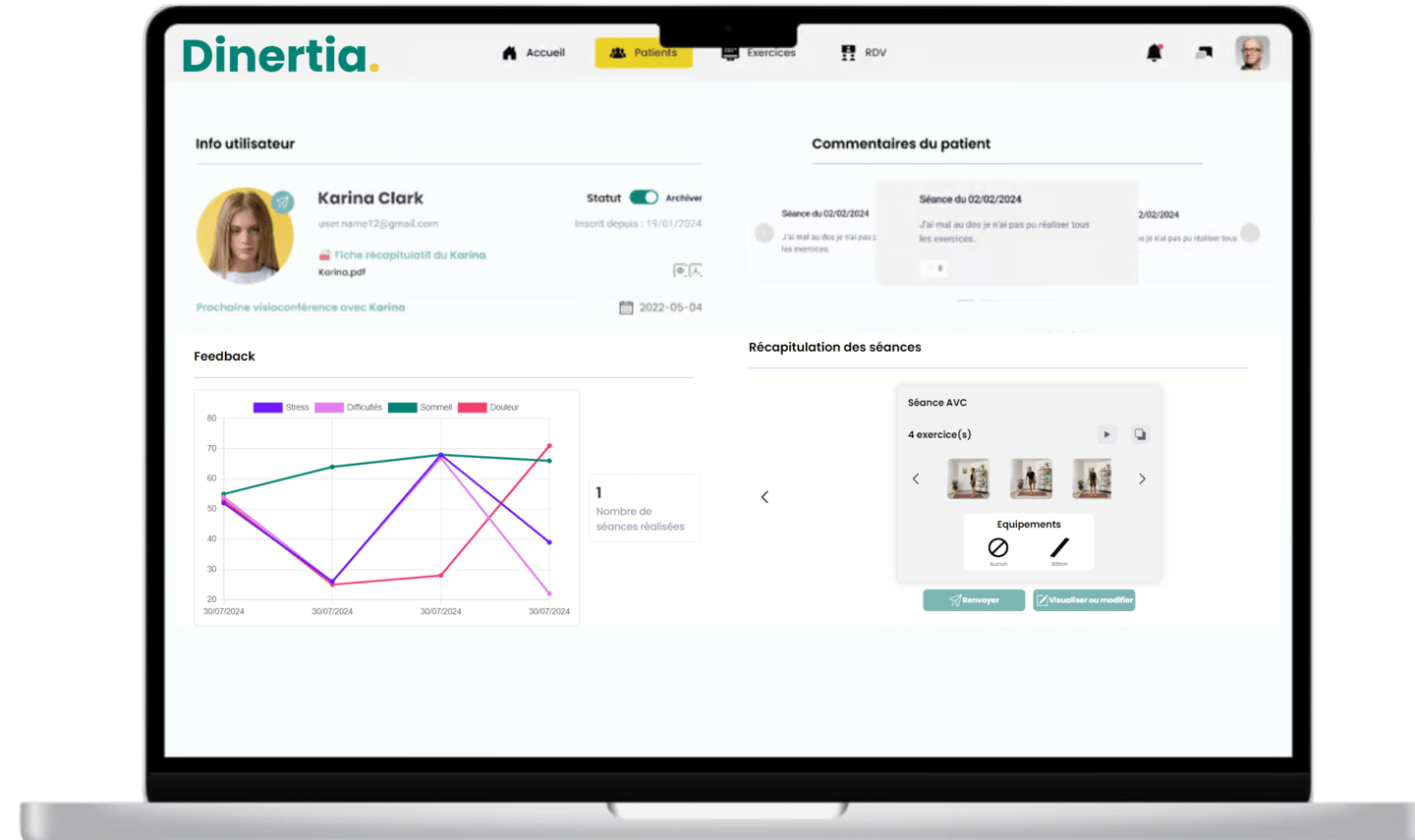 Logiciel suivi de patient kiné