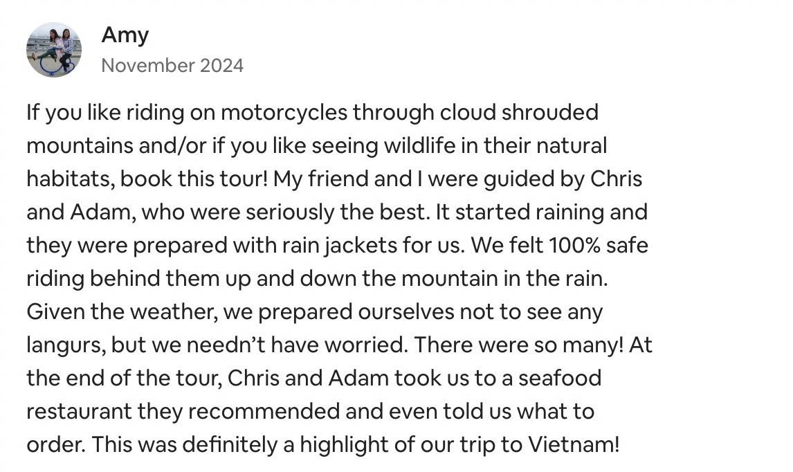 Beautiful review on airbnb.