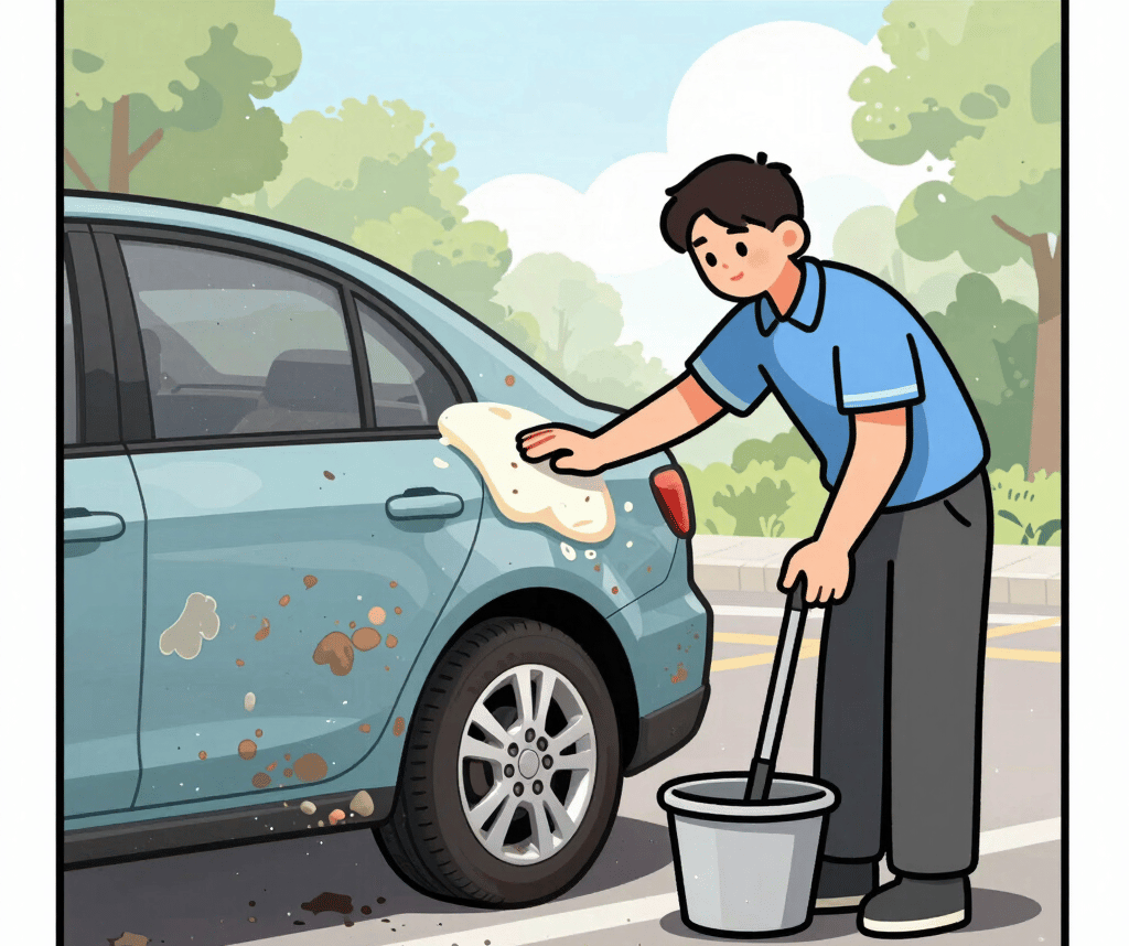 A professional cleaning a car interior with steam equipment in a bright garage.