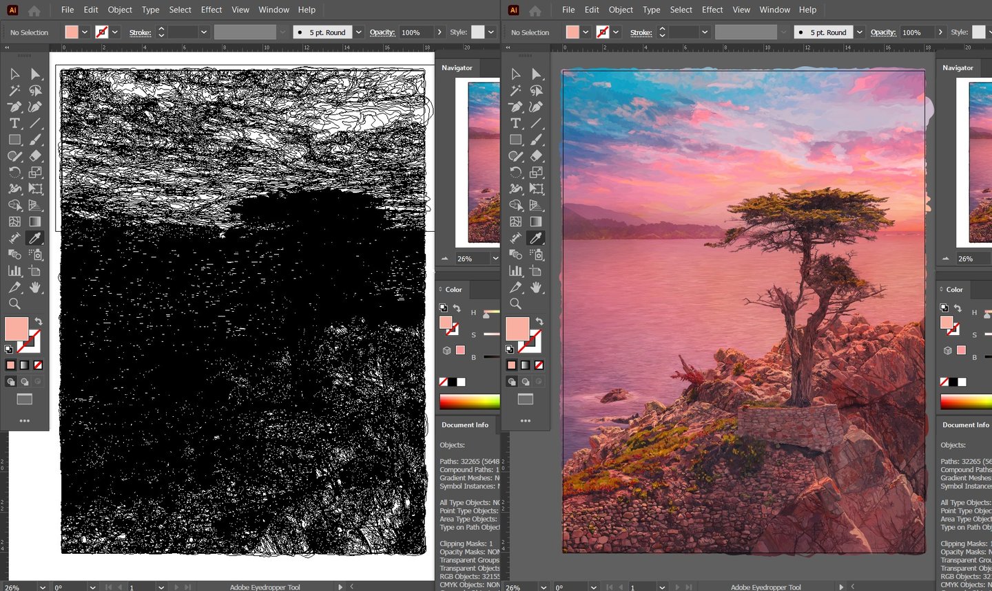 THE LONE CYPRESS – Lone Cypress Art (Vector Hyperrealism) - Illustrator project