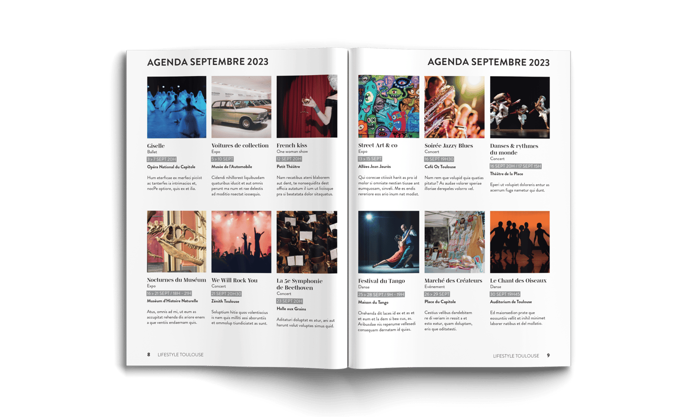 Création magazine Lifestyle, agenda