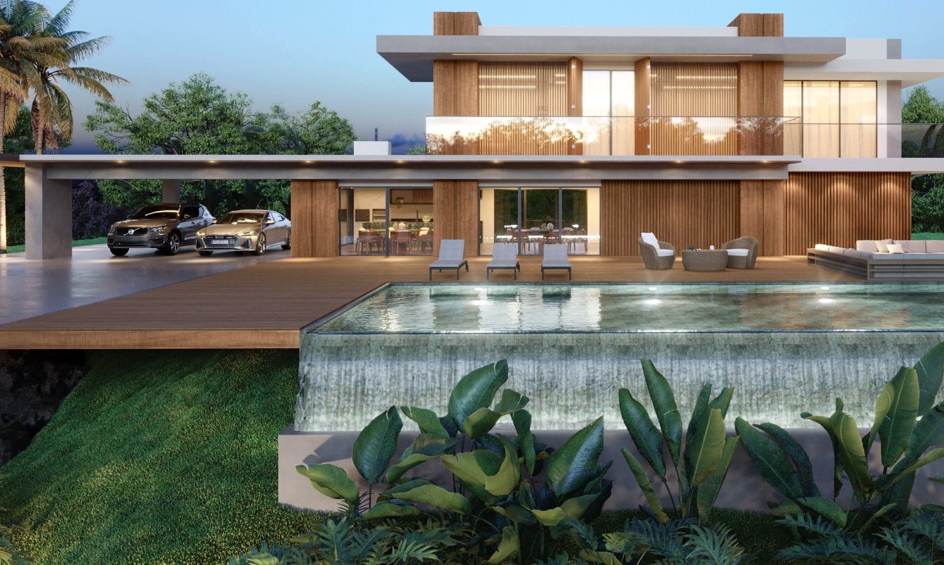 projeto de casa com piscina de borda infinita