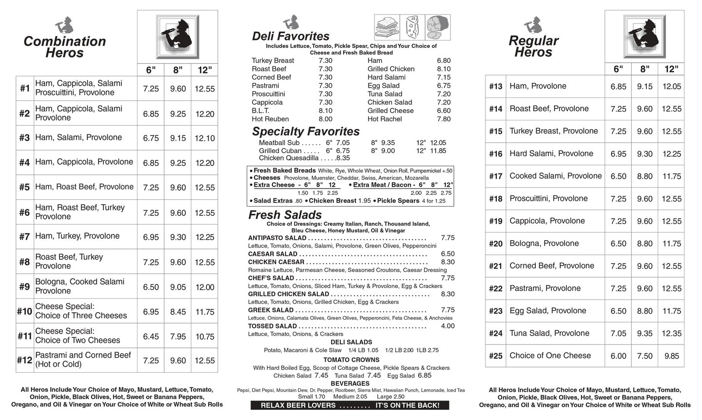 Hogan's Best Sandwiches menu page 2