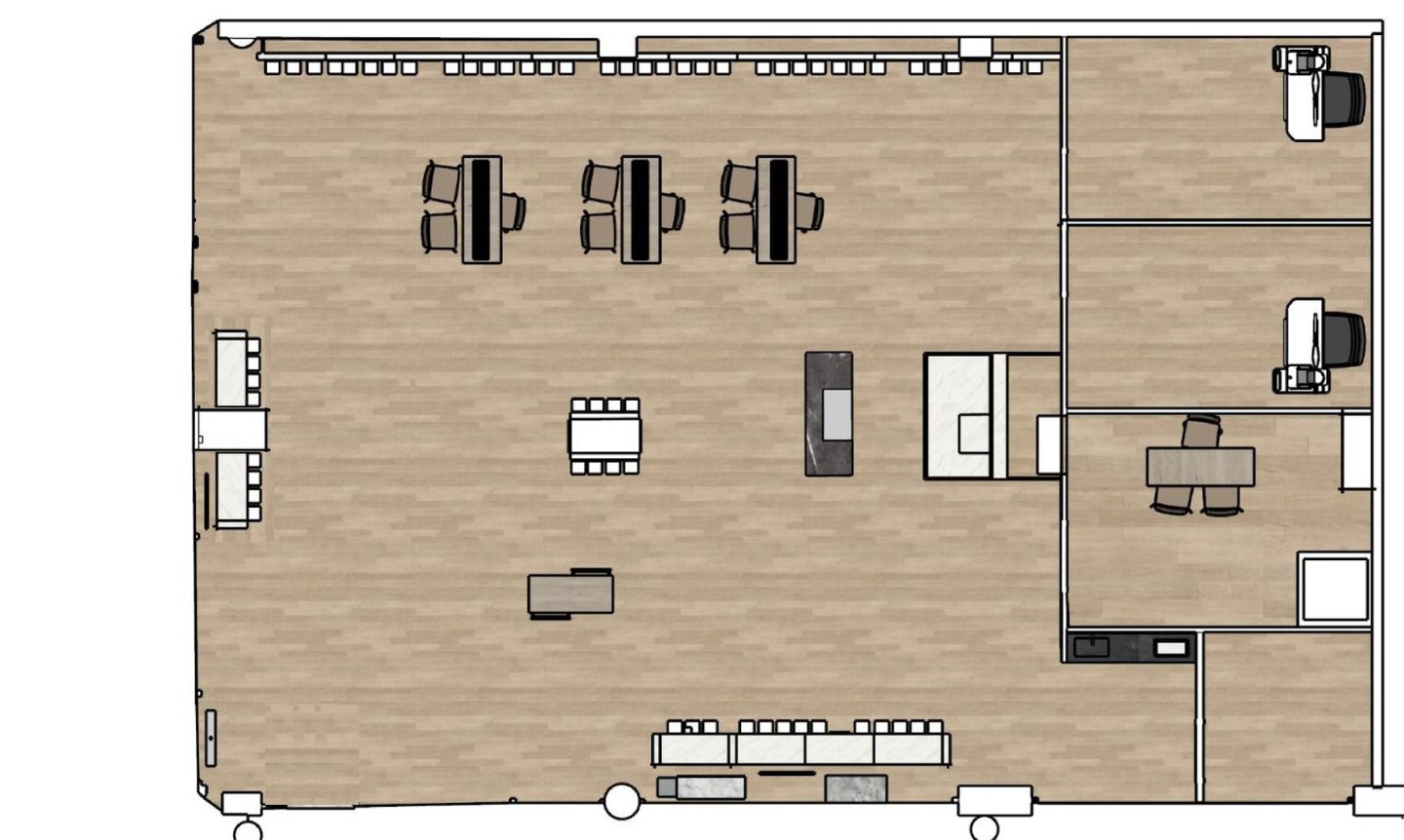 Plano de distribución y diseño interior de óptica por MSDecop.