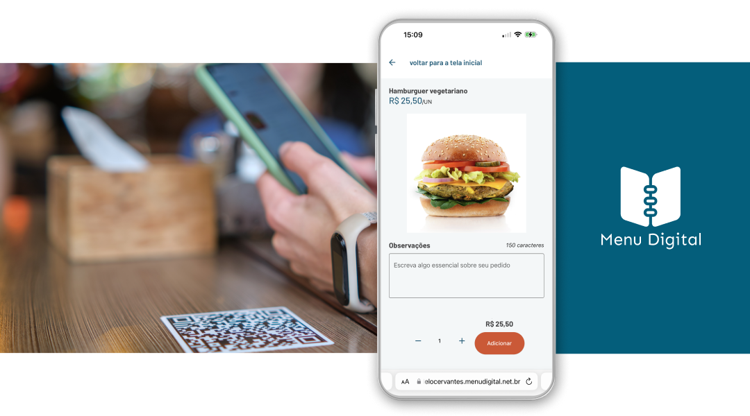 Menu com atendimento por QRCode nas mesas seu cliente com mais comodidades 