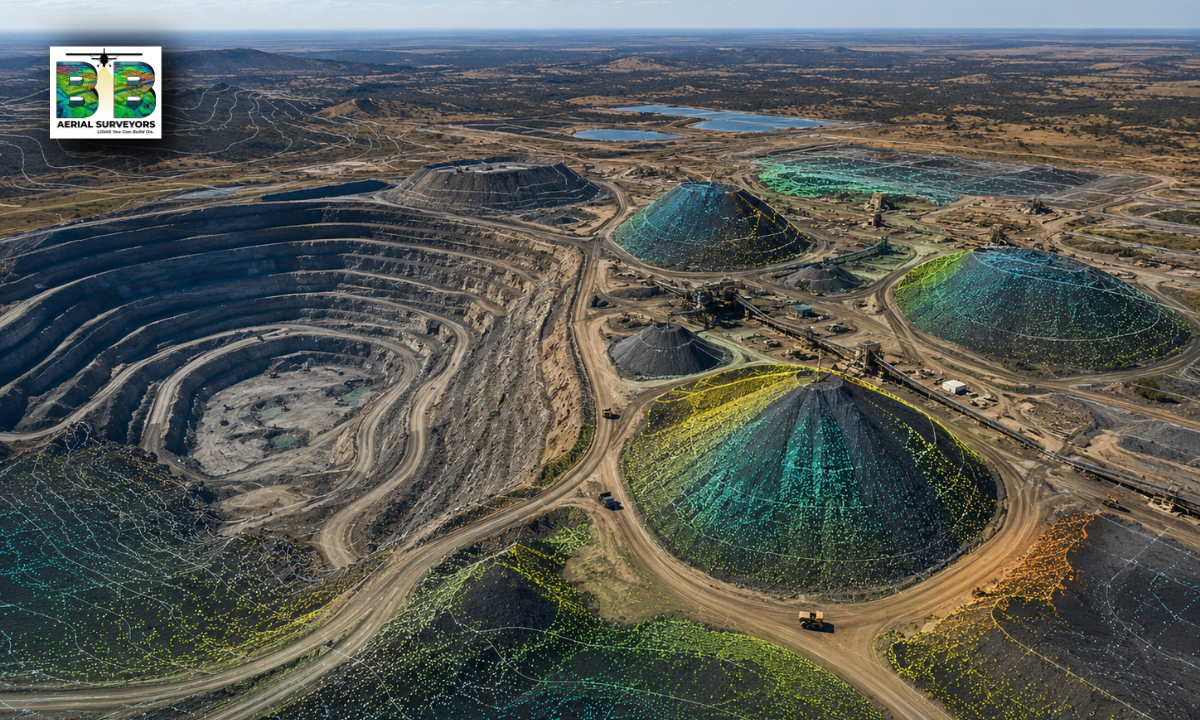 LiDAR stockpile volume measurement data for mining and quarry survey planning.