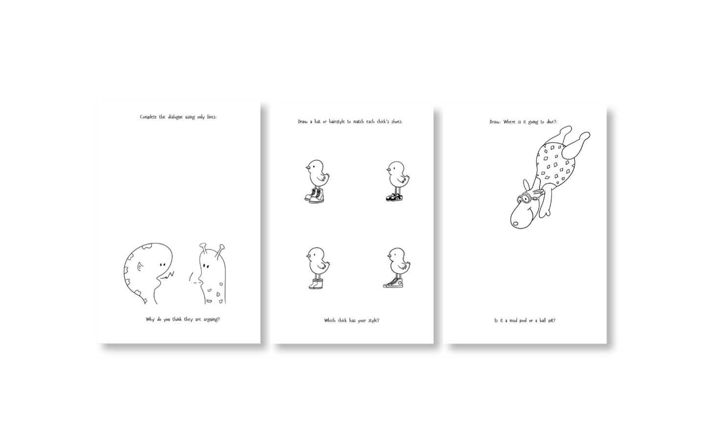 Examples of activities from the My Scribbles books.