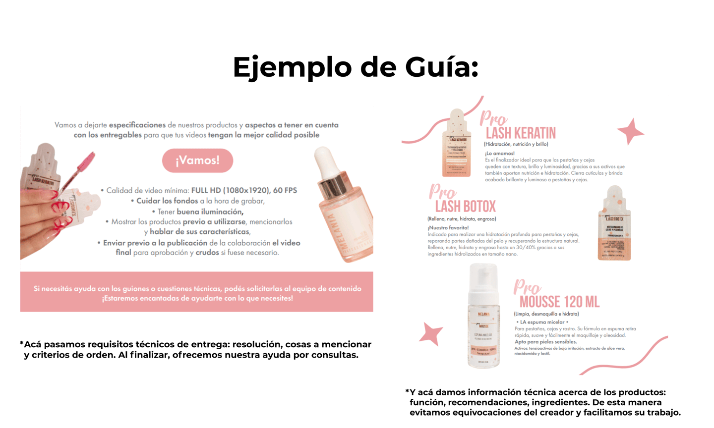 ejemplo de una guia informativa para enviar al creador de contenido