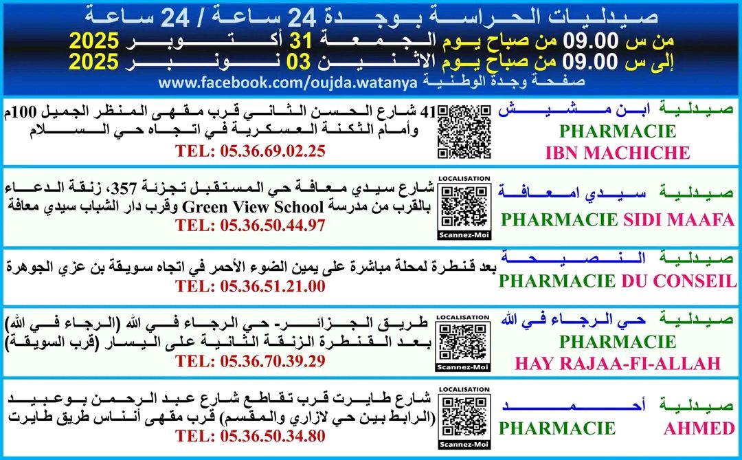 Pharmacies de garde à Oujda