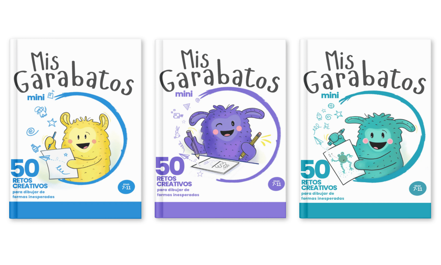 3  portadas Mis Garabatos mini 50 retos creativos monstruos de colores